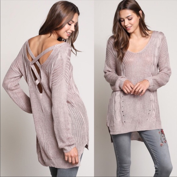🍂Cross Back Sweater in Mauve🍂 - Picture 3 of 4
